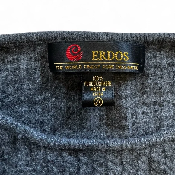 ERDOS Women’s Elegant Gray 100% Pure Cashmere Short Sleeve Top, Vintage Sizing - Picture 5 of 7
